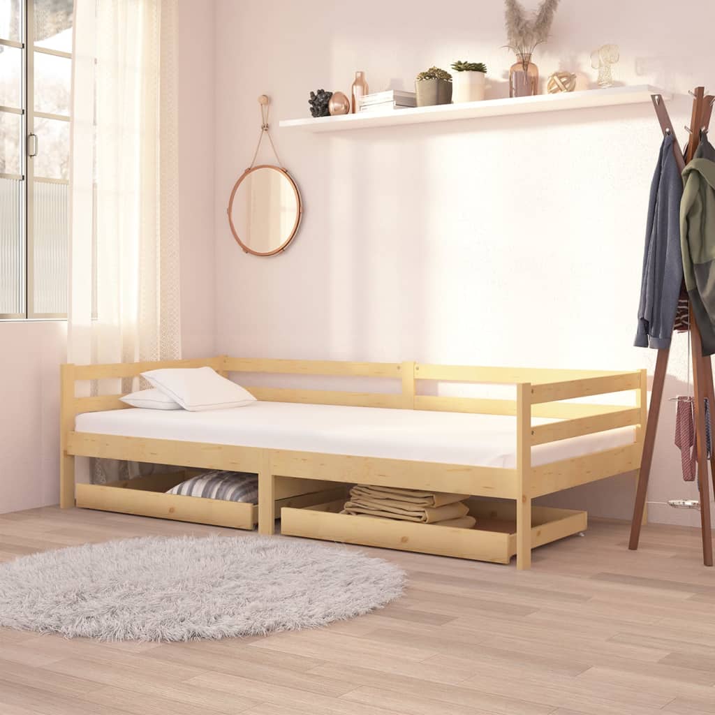 vidaXL Cajones para sofá cama 2 unidades madera maciza de pino