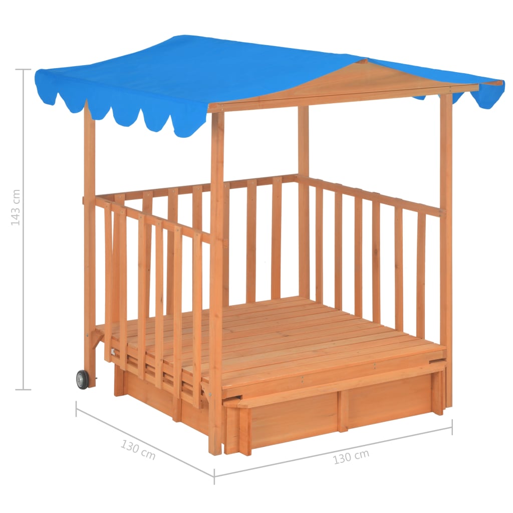 vidaXL Casa de juegos para niños con arenero madera abeto azul UV50
