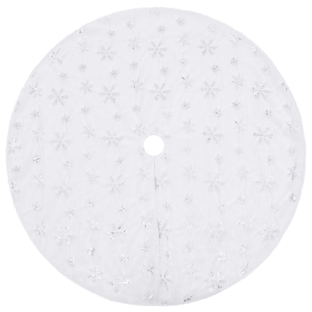 vidaXL Falda del árbol de Navidad de lujo blanca 90 cm cuero sintético