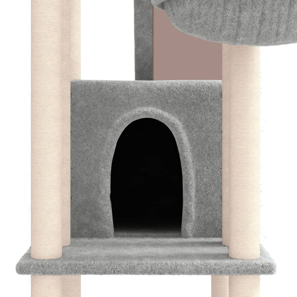 vidaXL Rascador para gatos con postes de sisal gris claro 201 cm