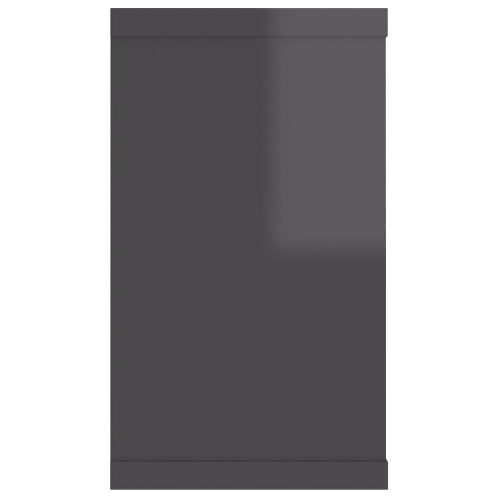 vidaXL Estante cubo pared 6 uds contrachapado gris brillo 80x15x26,5cm