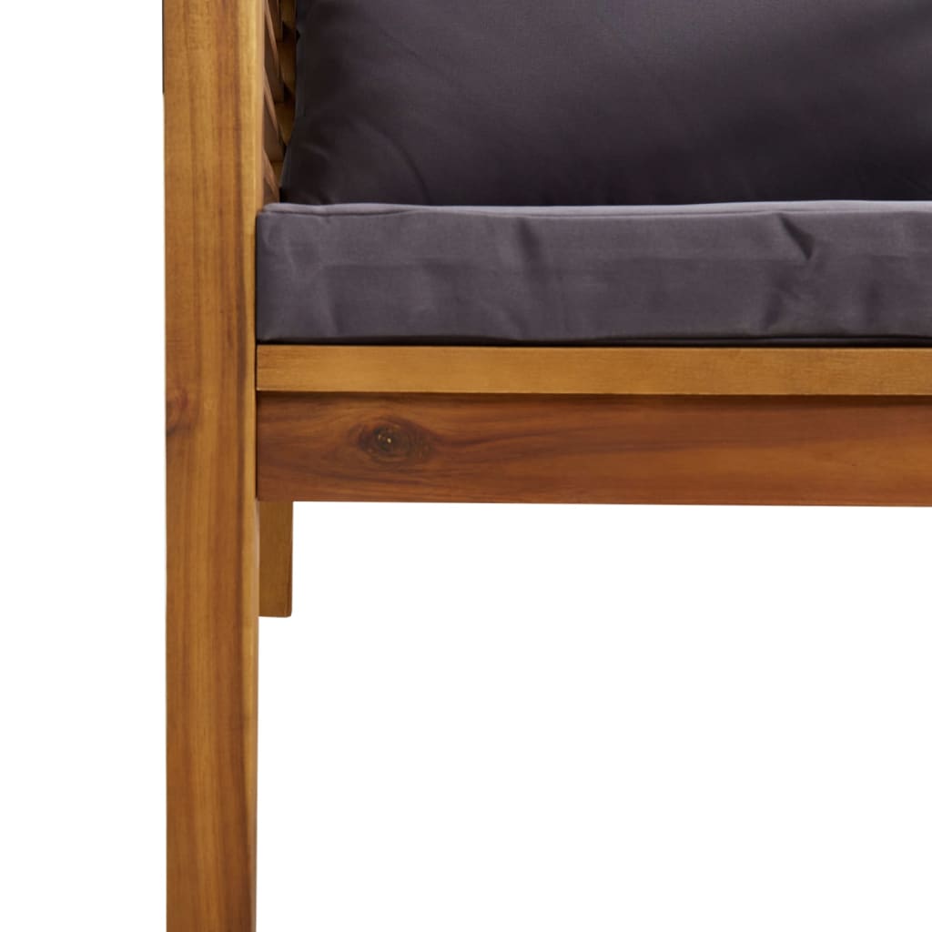 vidaXL Set sofás jardín 2 pzas con cojines gris oscuro madera acacia