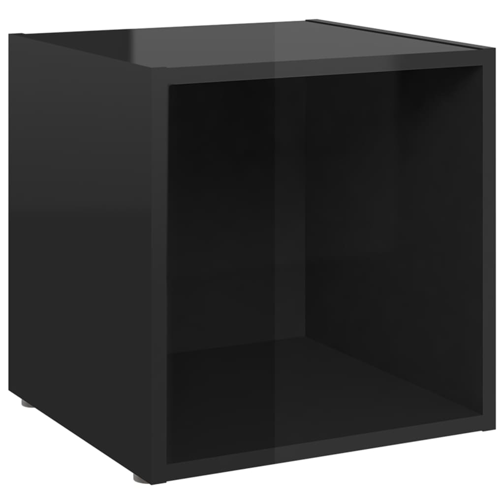 vidaXL Muebles TV 2 uds madera contrachapada negro brillo 37x35x37 cm