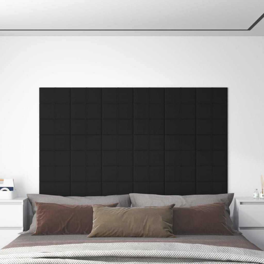 vidaXL Paneles de pared 12 uds tela negro 30x15 cm 0,54 m²