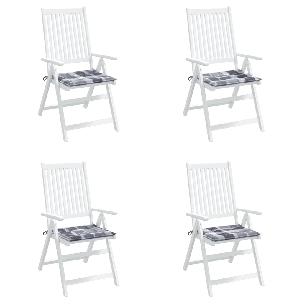 vidaXL Cojines de silla de jardín 4 uds tela a cuadros gris 50x50x3cm