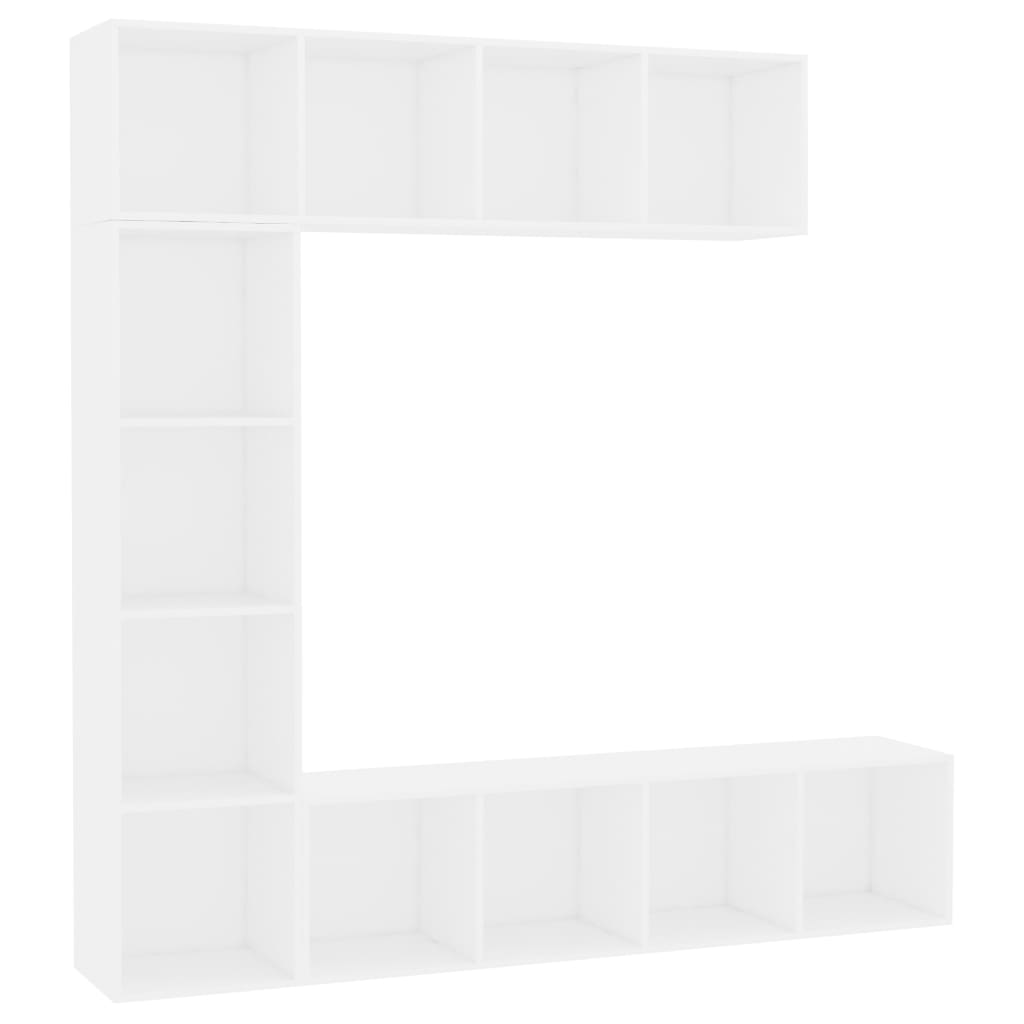 vidaXL Mueble de TV y librería 3 piezas blanco 180x30x180 cm