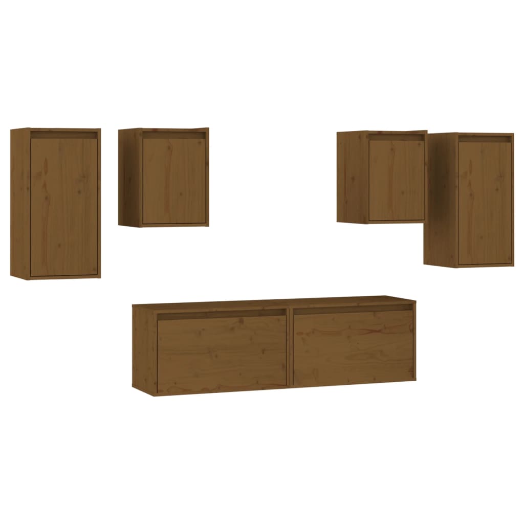 vidaXL Muebles para TV 6 piezas madera maciza de pino marrón miel