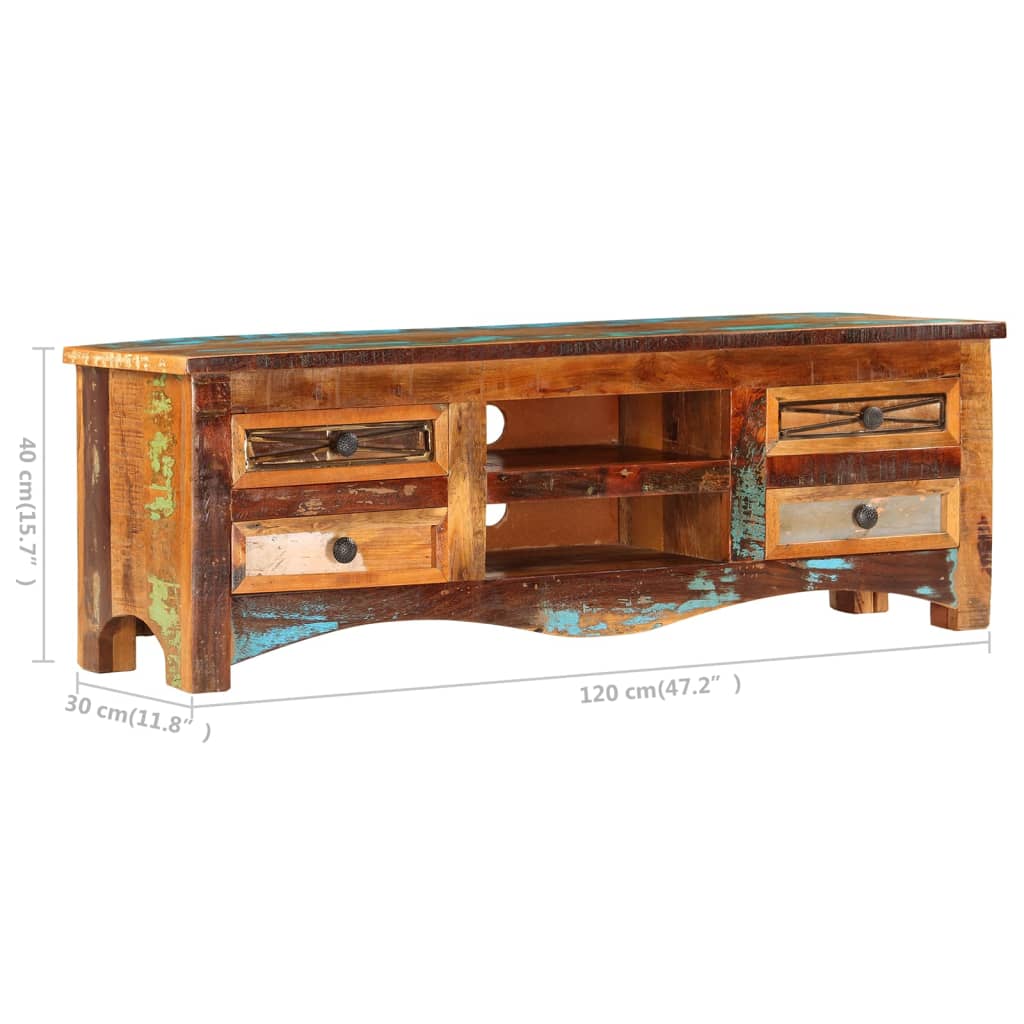 vidaXL Mueble para la TV madera maciz reciclada 120x30x40 cm