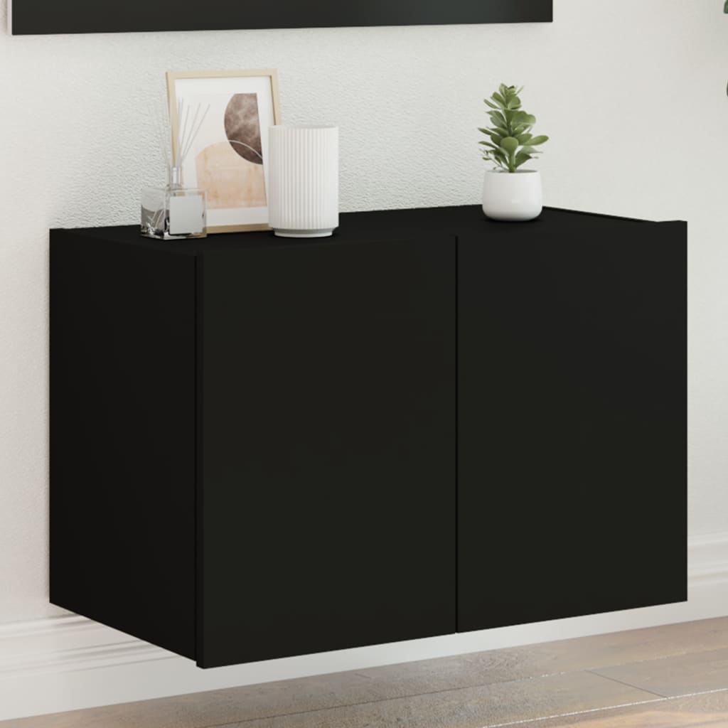 vidaXL Mueble de TV de pared con luces LED negro 60x35x41 cm