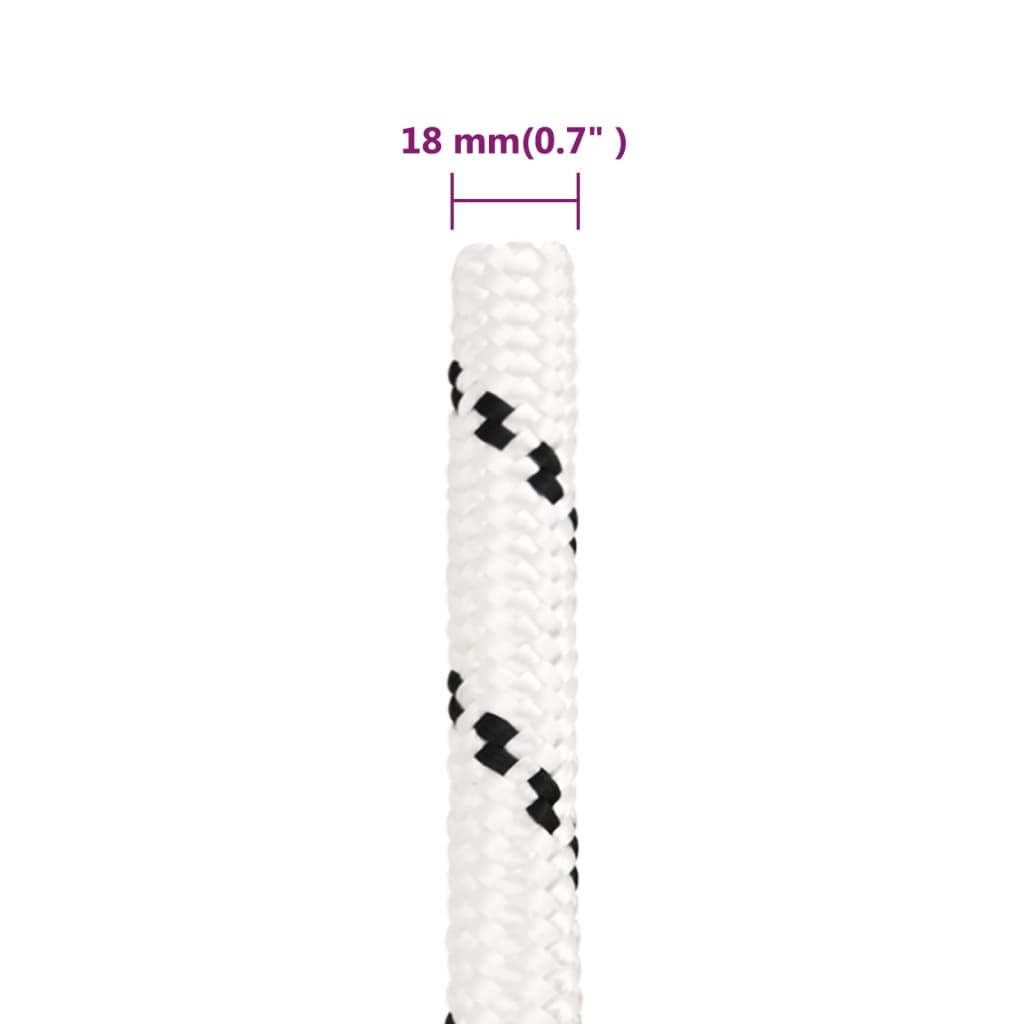 vidaXL Cuerda de trabajo poliéster blanco 18 mm 50 m