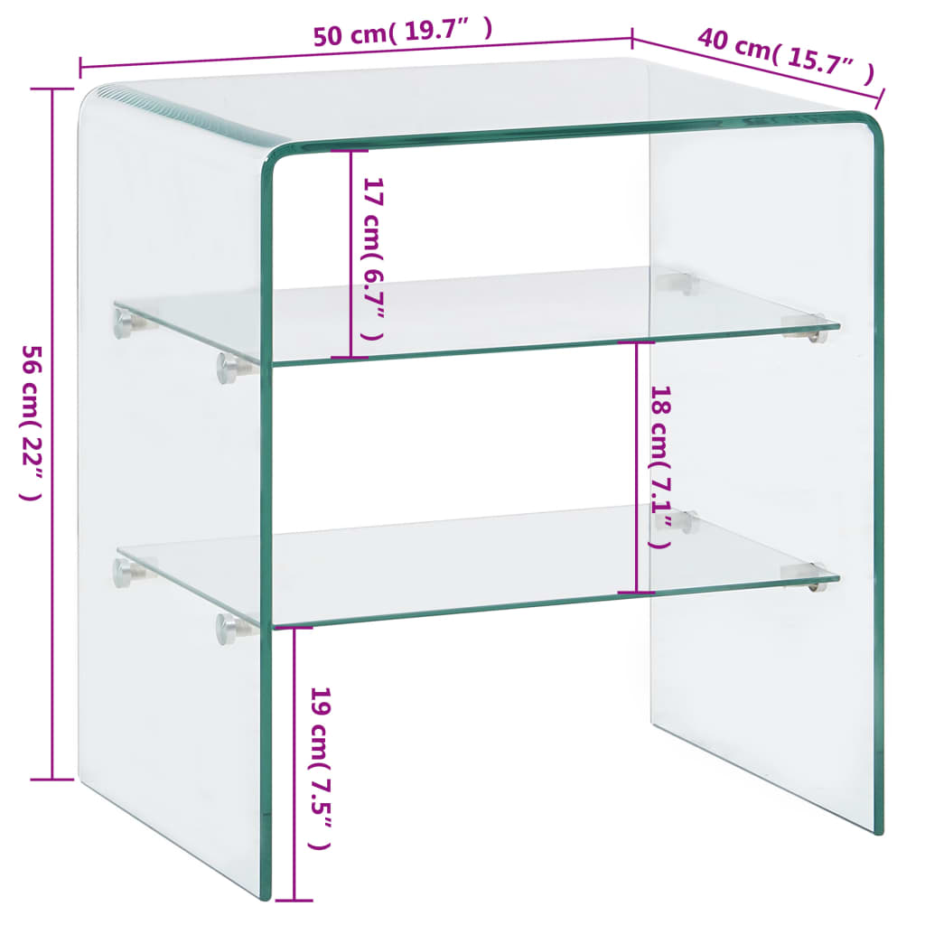 vidaXL Mesa de centro de vidrio templado 50x40x56 cm