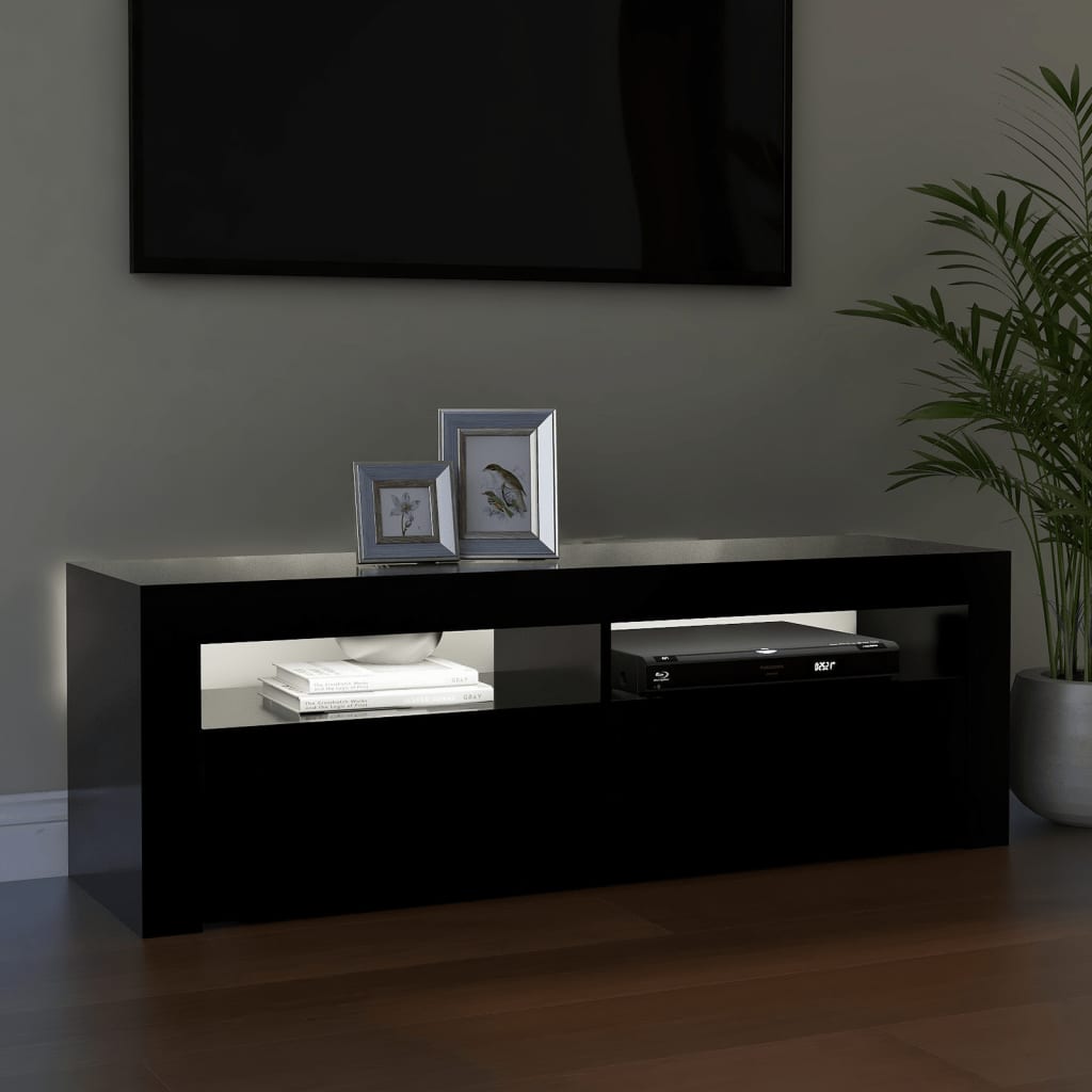 vidaXL Mueble de TV con luces LED negro 120x35x40 cm