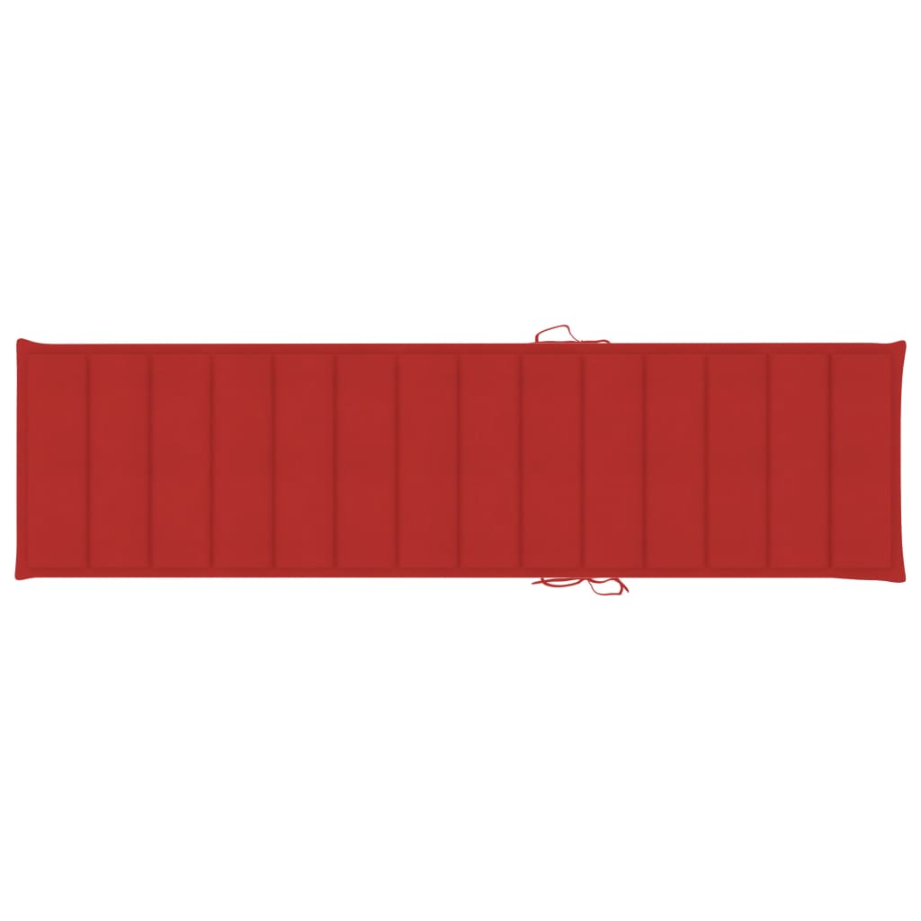 vidaXL Tumbona con cojín rojo madera maciza de teca