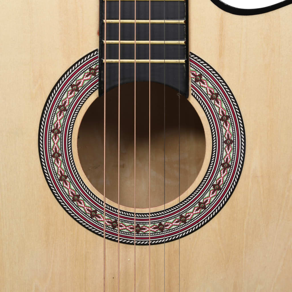 vidaXL Guitarra acústica occidental cutaway 6 cuerdas madera tilo 38"