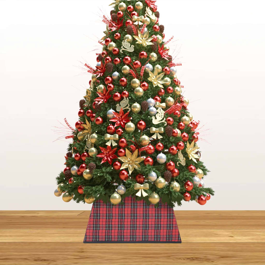 vidaXL Falda del árbol de Navidad roja y negra 48x48x25 cm