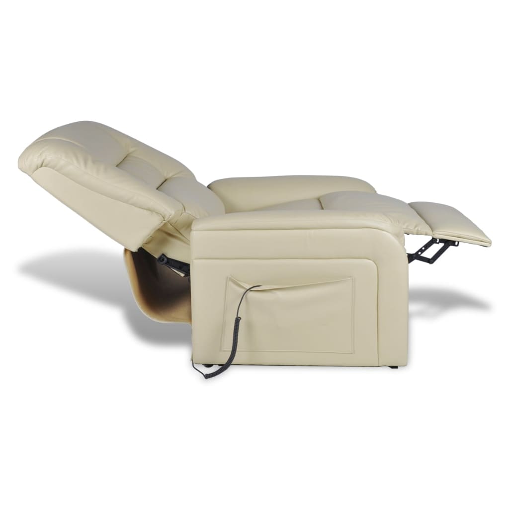 vidaXL Sillón reclinable para TV de cuero sintético beige