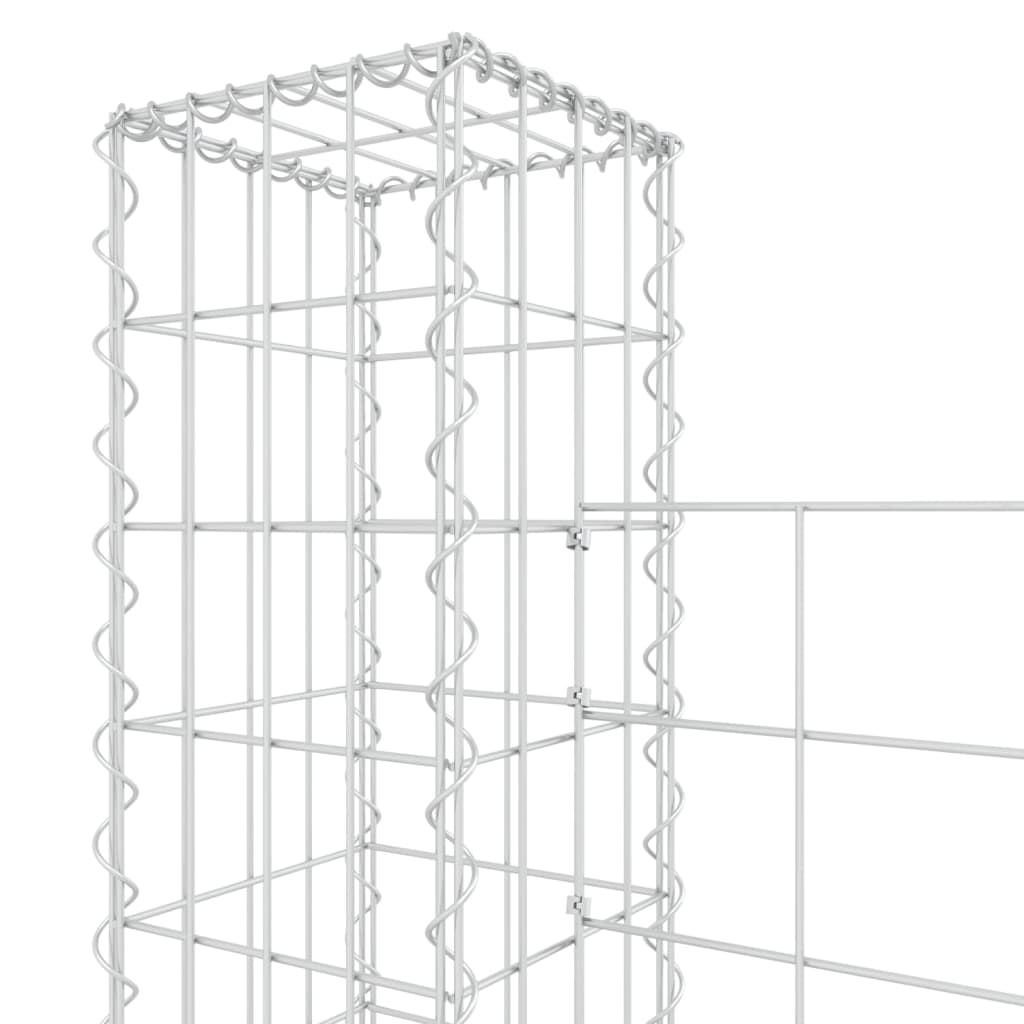 vidaXL Cesta de gaviones forma de U 7 postes de hierro 740x20x150 cm