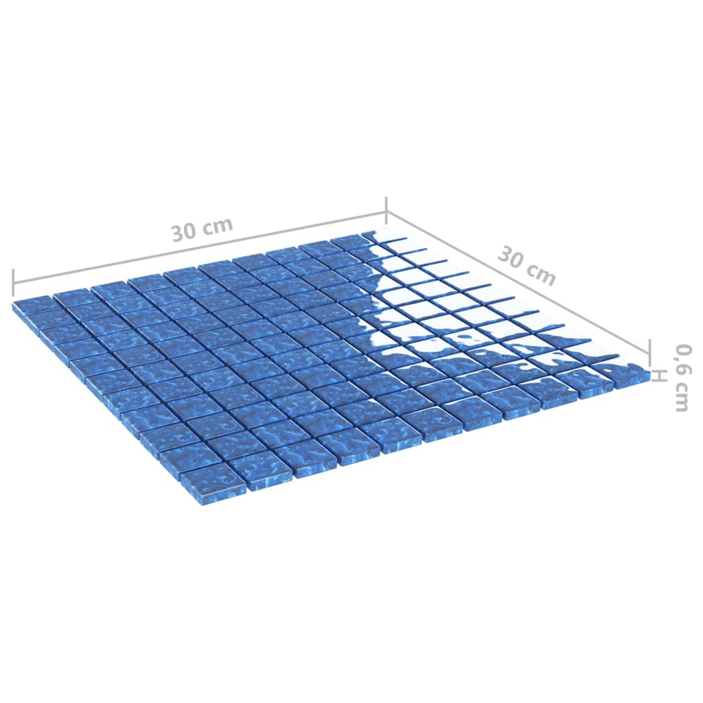 vidaXL Azulejos de mosaico 11 unidades vidrio azul 30x30 cm