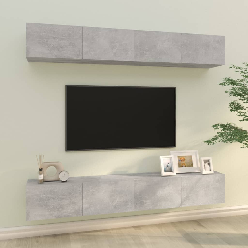vidaXL Muebles de TV 4 piezas gris hormigón 100x30x30 cm
