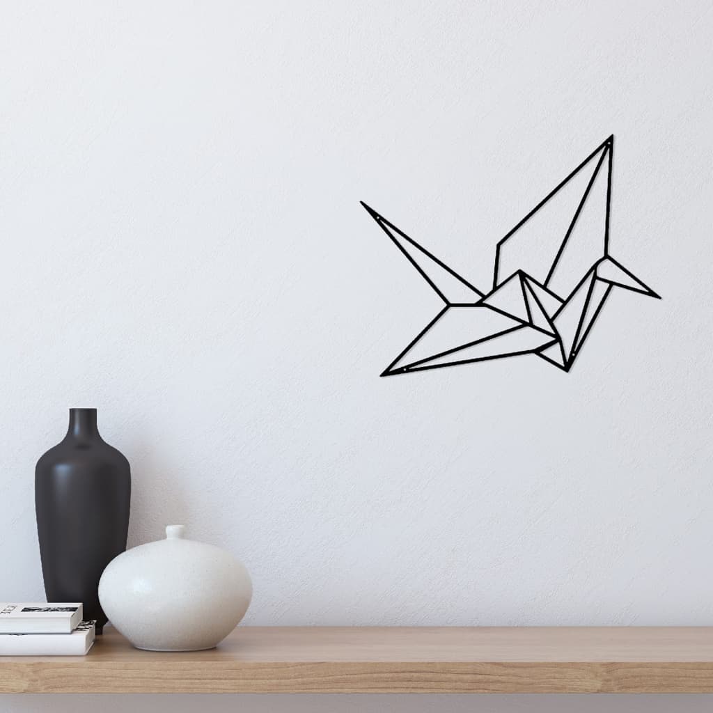 Homemania Decoración de pared Origami Crane metal negro 41x33 cm