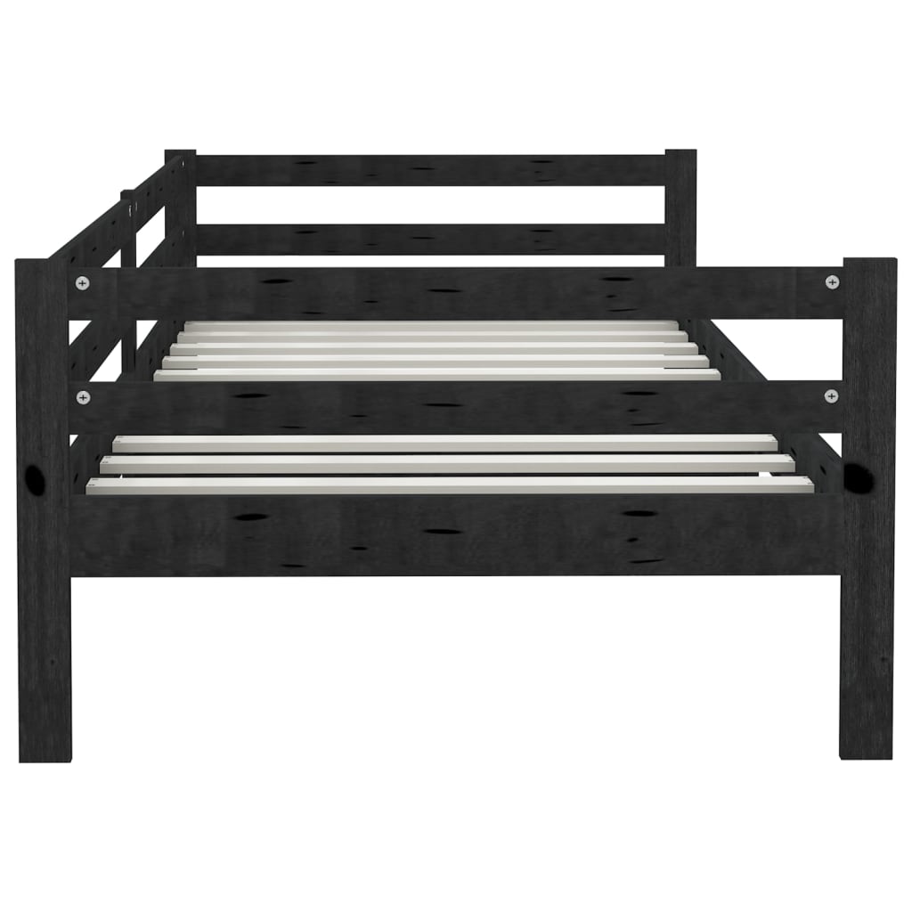 vidaXL Sofá cama de madera maciza de pino negro 90x200 cm