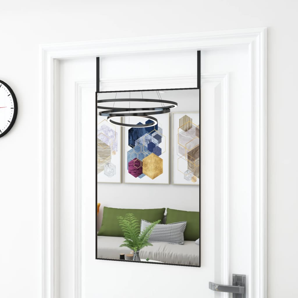 vidaXL Espejo de puerta cristal y aluminio negro 50x80 cm
