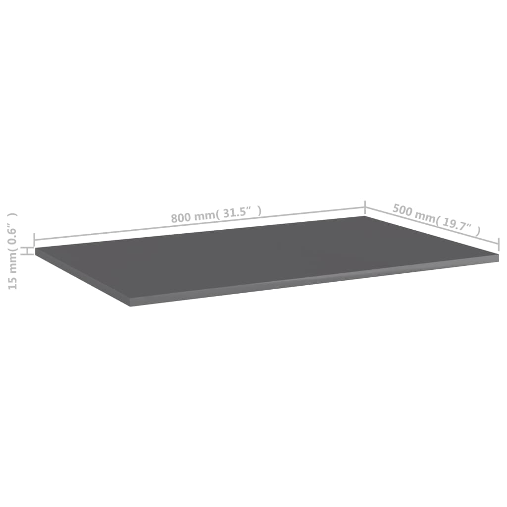 vidaXL Estante estantería 4 uds contrachapada gris brillo 80x50x1,5 cm
