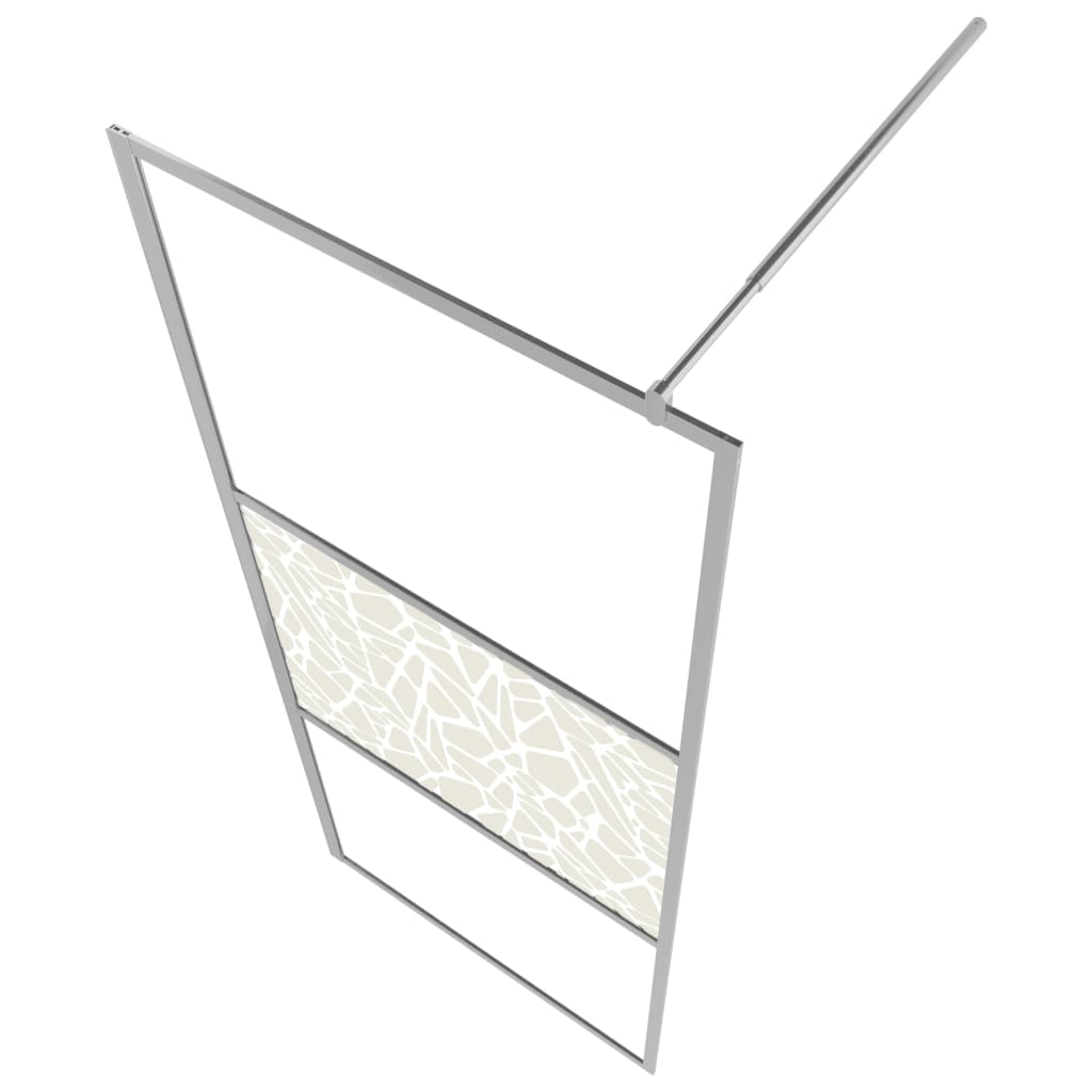 vidaXL Mampara de ducha accesible vidrio ESG diseño piedras 100x195 cm