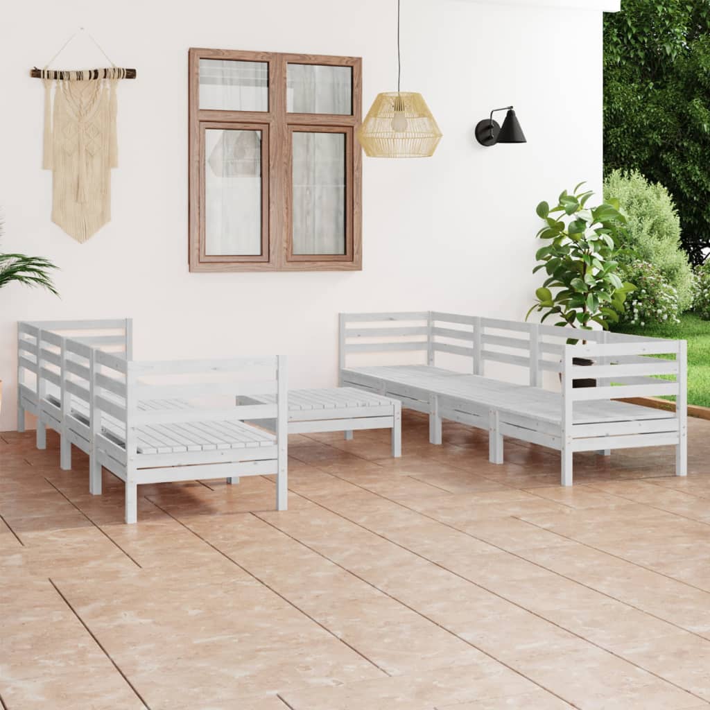 vidaXL Juego de muebles de jardín 9 piezas madera maciza pino blanco