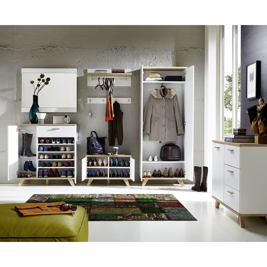 Germania Mueble zapatero Oslo color roble Sonoma y blanco 76x35x51,5cm