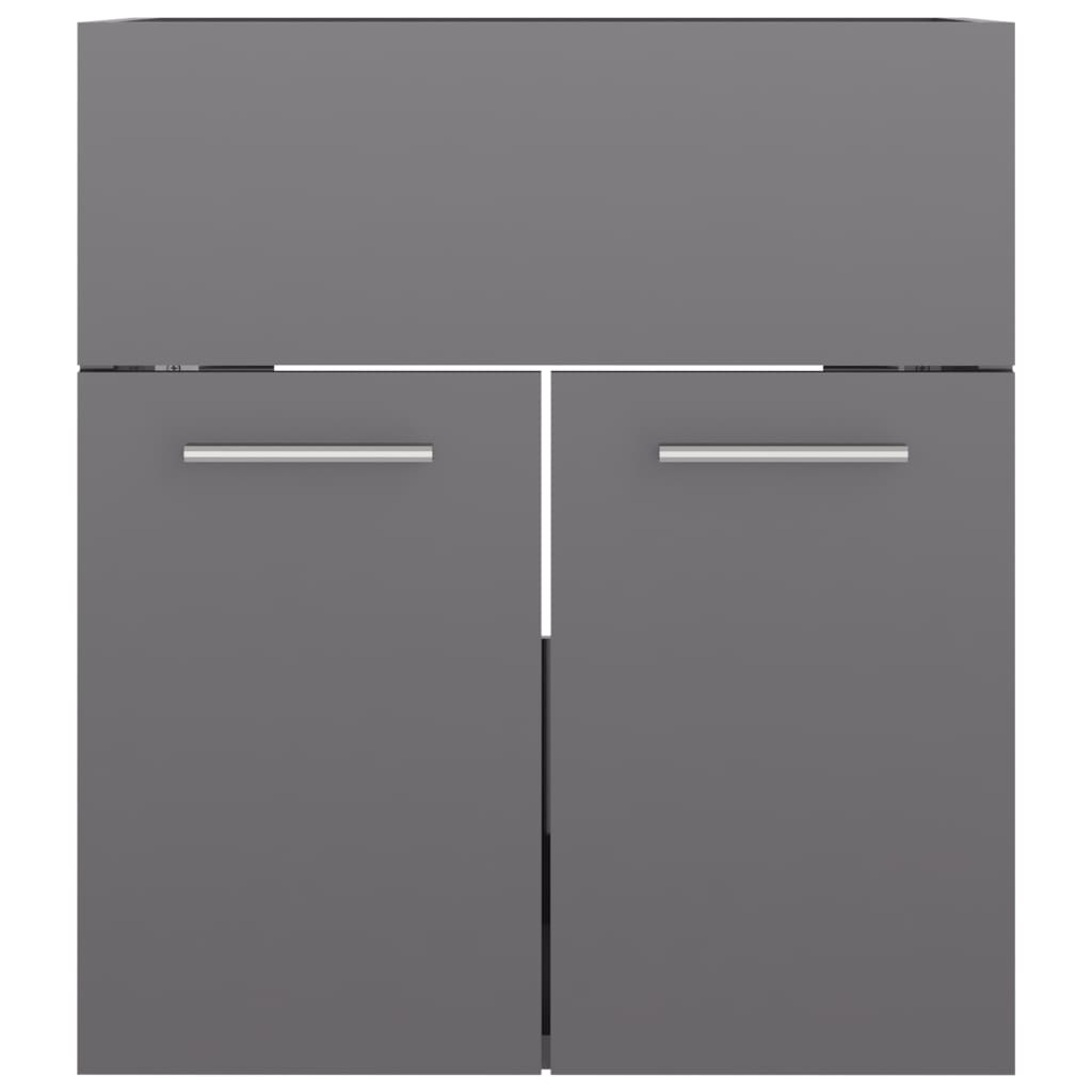 vidaXL Armario para lavabo contrachapada gris brillo 41x38,5x46 cm