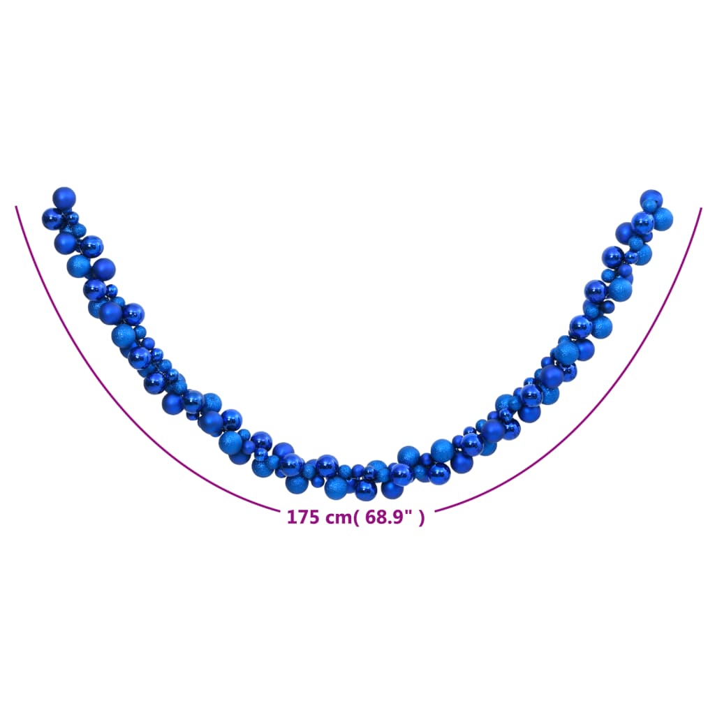 vidaXL Corona de bolas de Navidad poliestireno azul 175 cm
