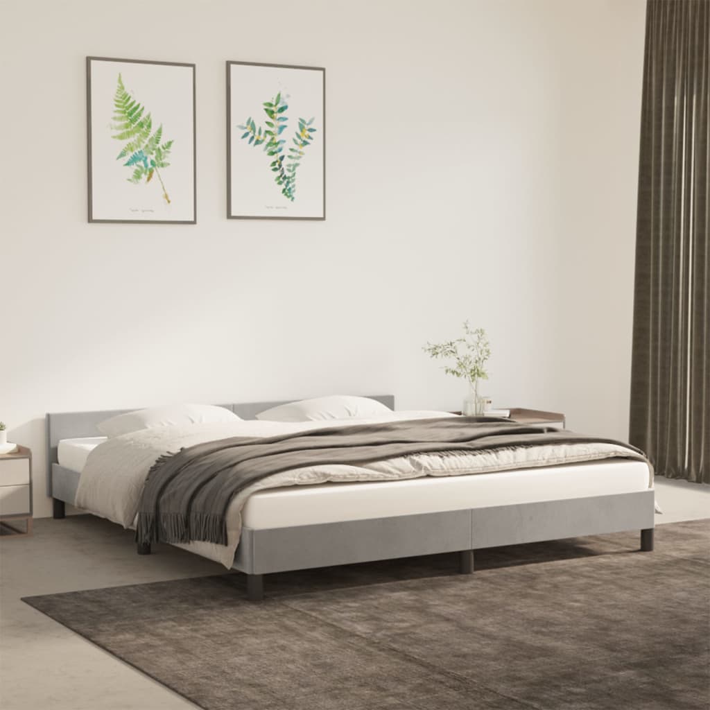 vidaXL Estructura de cama con cabecero terciopelo gris claro 160x200cm