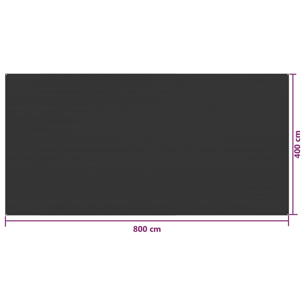 vidaXL Alfombra para tienda de campaña HDPE gris antracita 400x800 cm
