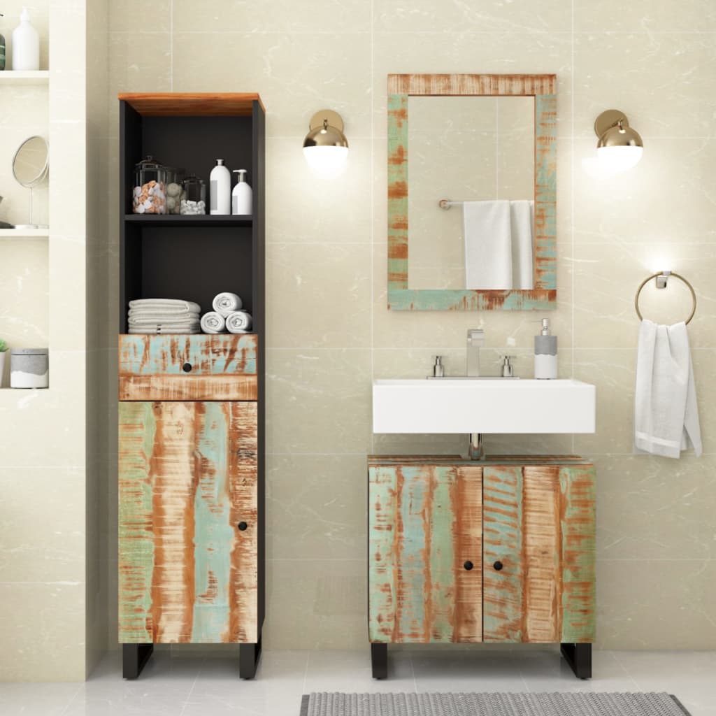 vidaXL Conjunto de muebles de baño 3 piezas madera maciza reciclada