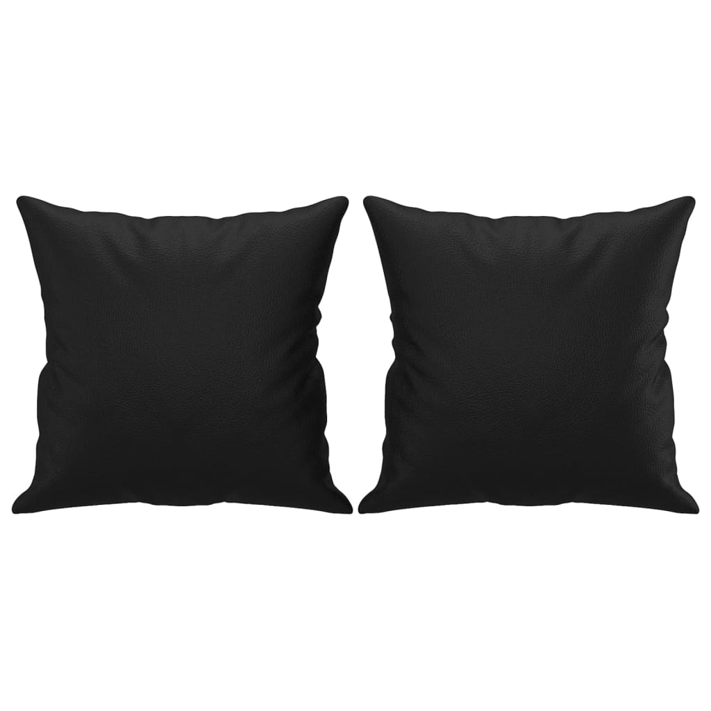 vidaXL Sofá 2 plazas almohadas y cojines cuero sintético negro 120 cm
