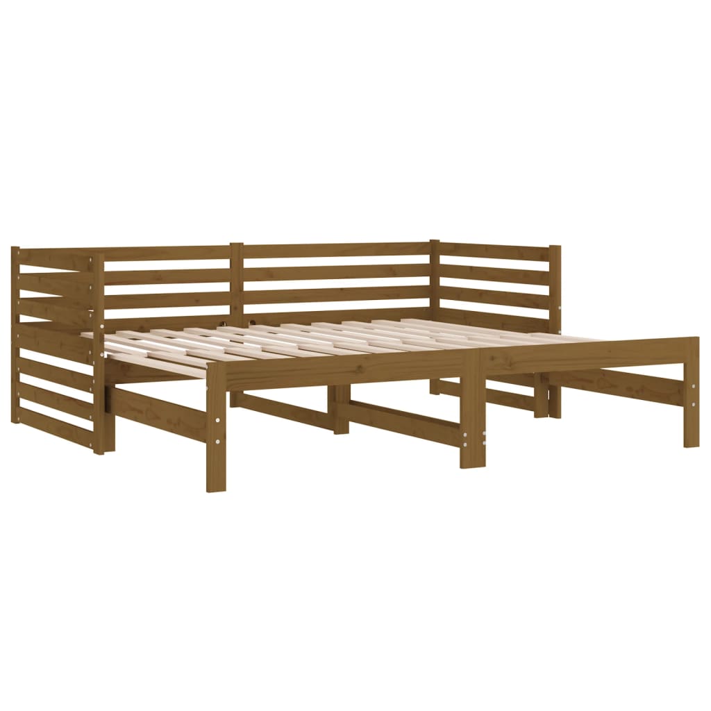 vidaXL Sofá cama extraíble madera de pino marrón miel 2x(80x200) cm