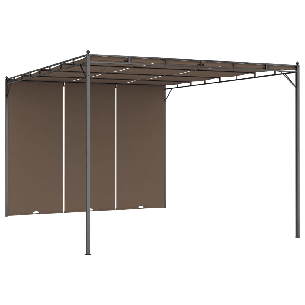 vidaXL Cenador de jardín con cortina lateral gris taupe 4x3x2,25 m