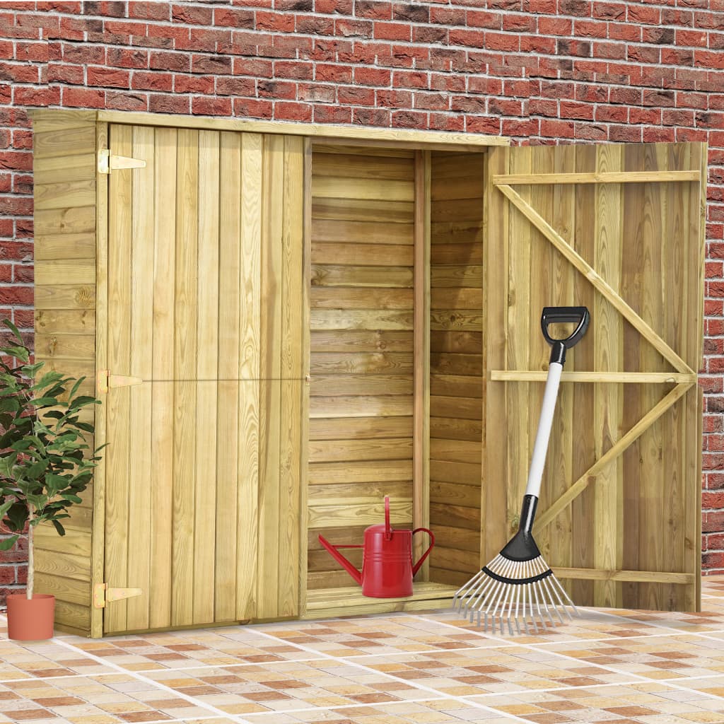 vidaXL Caseta herramientas jardín madera pino impregnada 163x50x171 cm