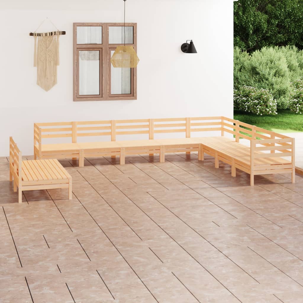 vidaXL Juego de muebles de jardín 10 piezas madera maciza de pino