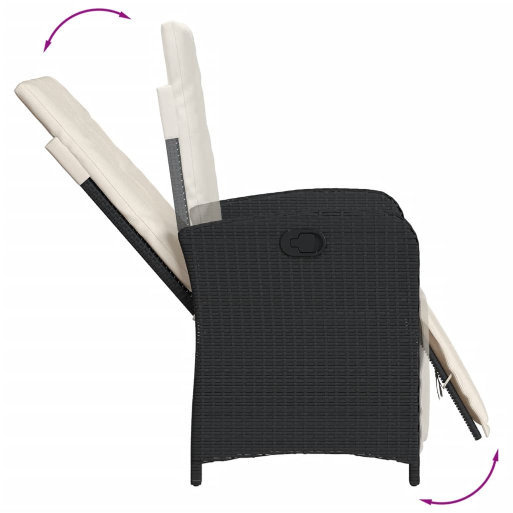 vidaXL Mesita y sillas con cojines 3 piezas ratán sintético negro