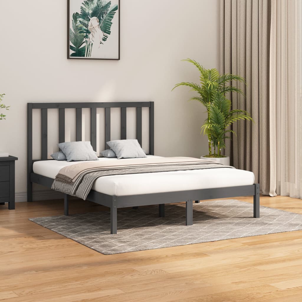 vidaXL Estructura de cama de madera maciza de pino gris 160x200 cm
