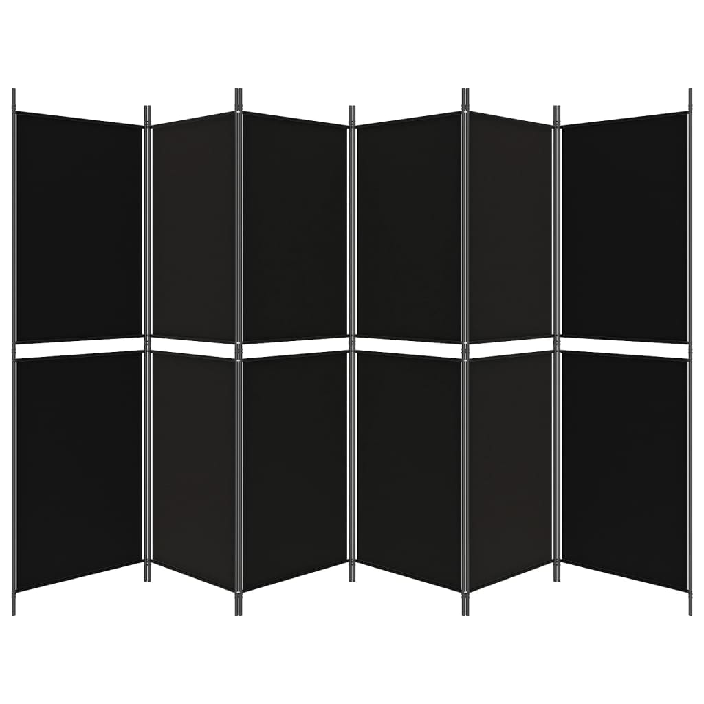 vidaXL Biombo divisor de 6 paneles de tela negro 300x180 cm