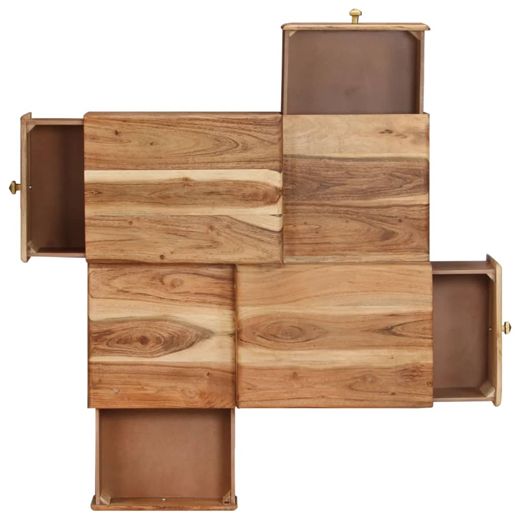 vidaXL Mesa de centro de madera maciza de acacia 70x60x42 cm