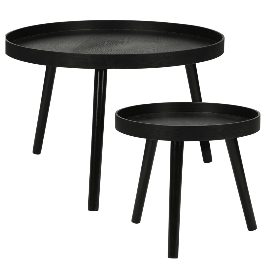Home&Styling Juego de mesas auxiliares redondas 2 piezas negro
