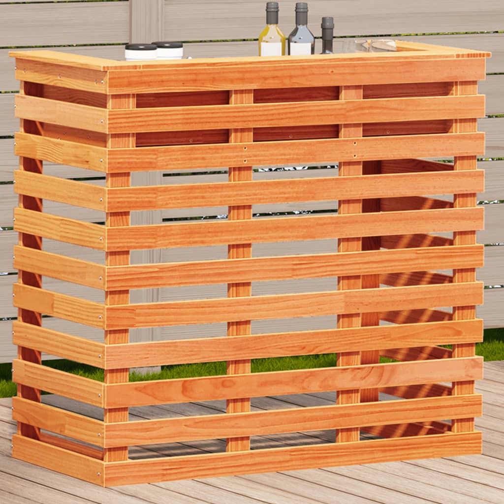 vidaXL Mesa alta bar de jardín madera pino marrón cera 113,5x50x103 cm