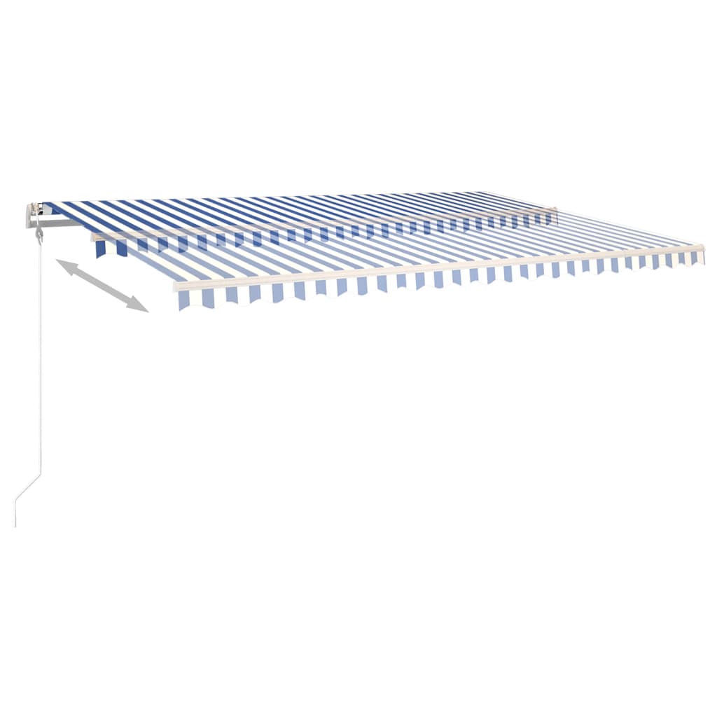 vidaXL Toldo manual retráctil con luz LED azul y blanco 5x3,5 m