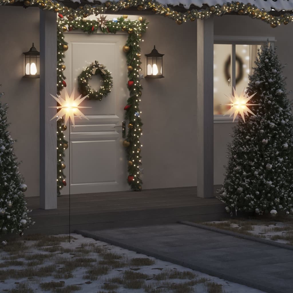vidaXL Lámpara de Navidad LED y estaca de tierra plegable blanca 57 cm