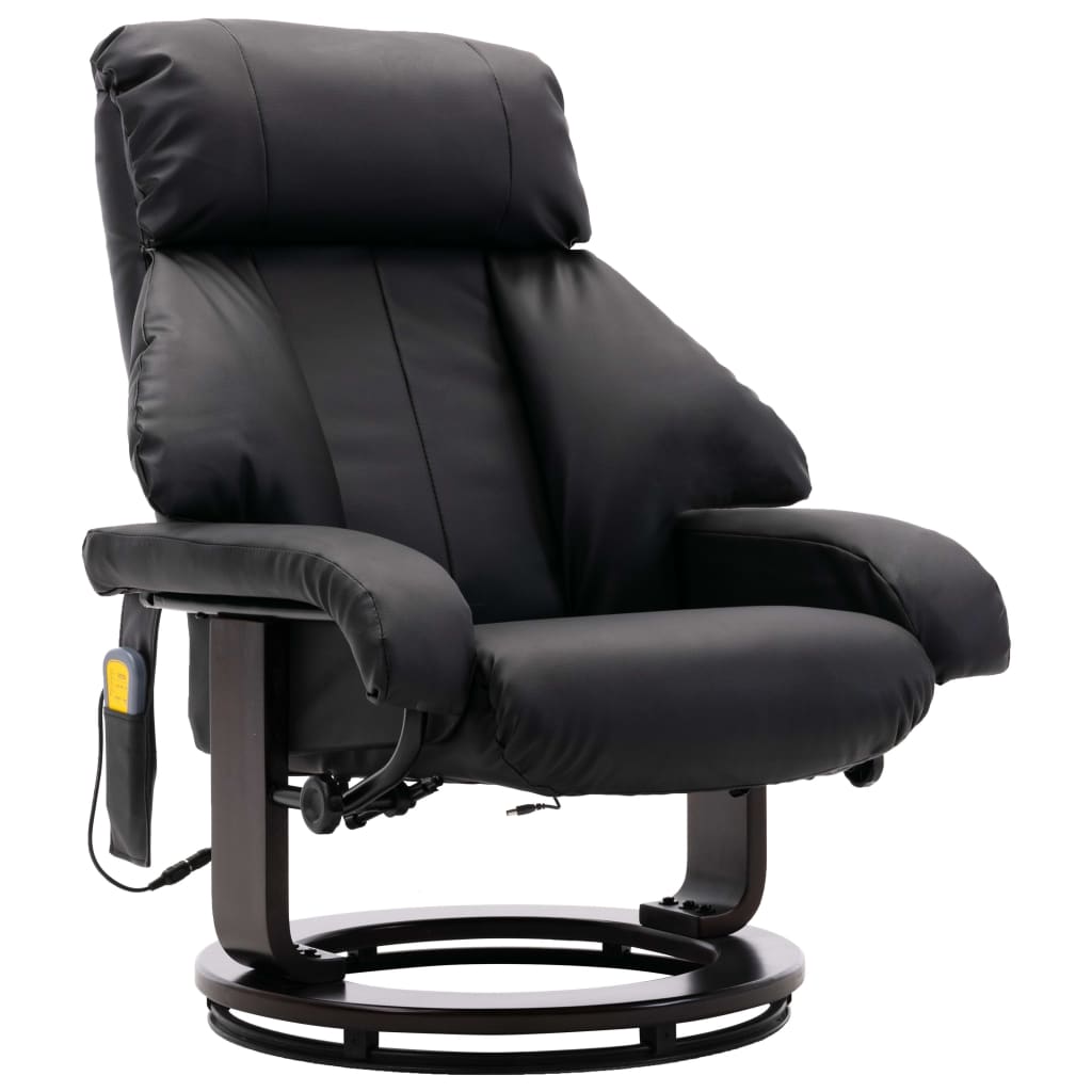 vidaXL Sillón de masaje reclinable de TV cuero sintético negro
