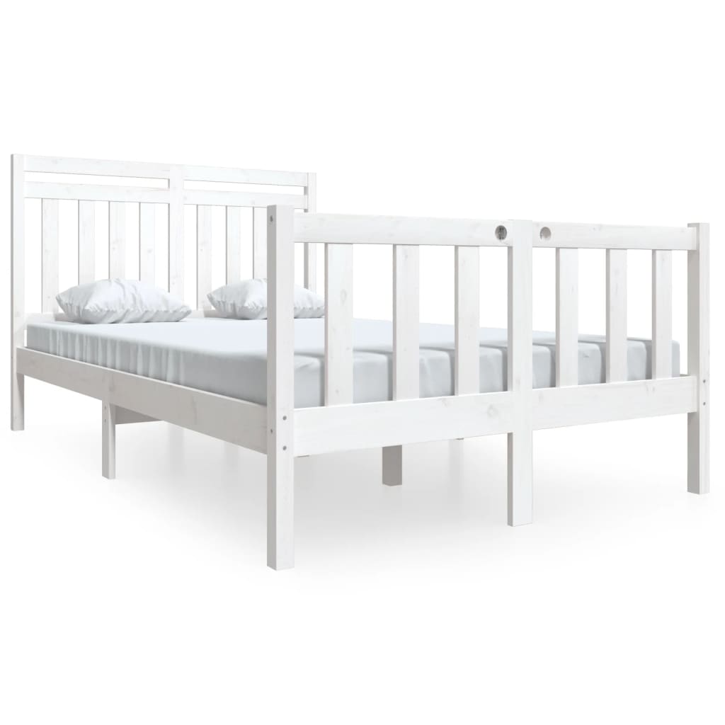 vidaXL Estructura de cama de madera maciza blanca 120x200 cm